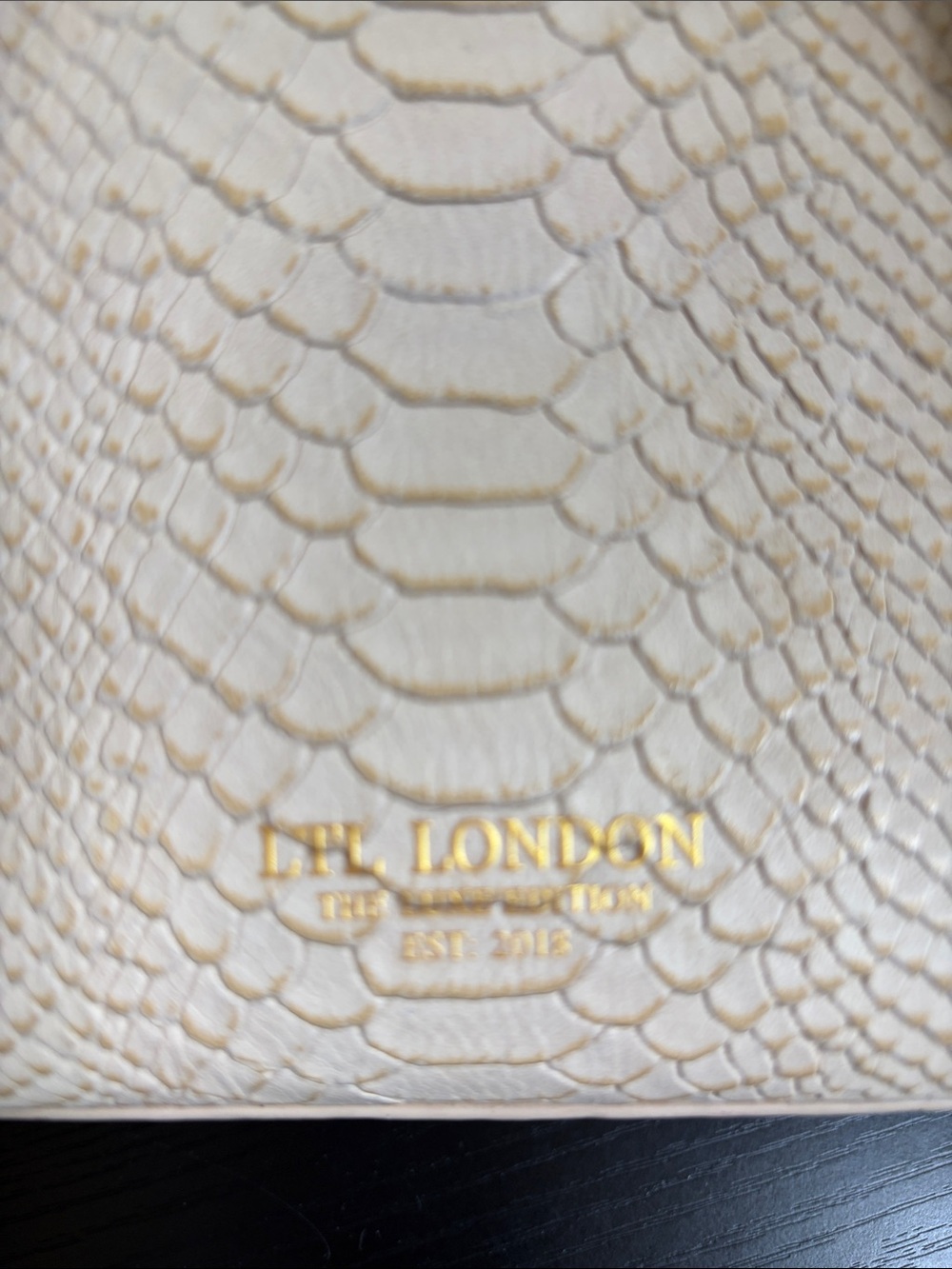 LTL London Cream Python-Embossed Top Handle Bag - Picture 13 of 16